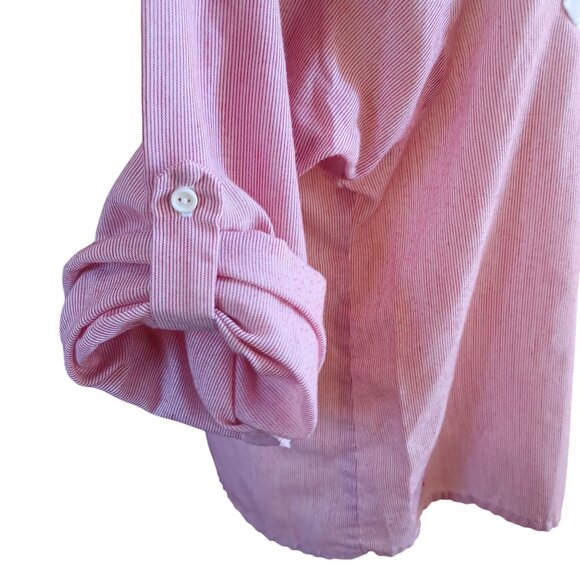 Vintage Women's Blouse Large Fritzi Pink Striped Bib Front 1970's True Boho - Picture 4 of 6